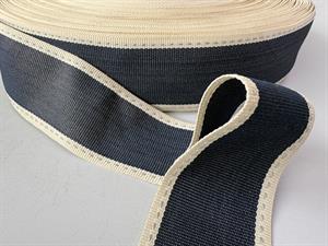 Bændel / grosgrain - denimblå med sidedetaljer