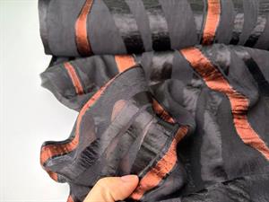 Speciel organza/chiffon - sort, semitransparent, lidt kobber