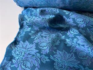 Fastvævet brokade - magisk sjalsmønster på turkisblå bund