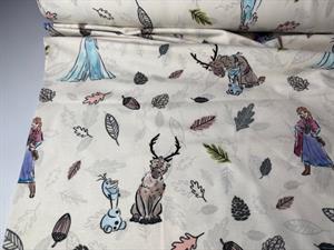 Bomuldsjersey - lys bund med Frost print