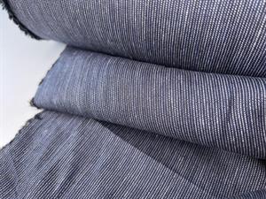 Fastvævet hør - micro stripes dark blue
