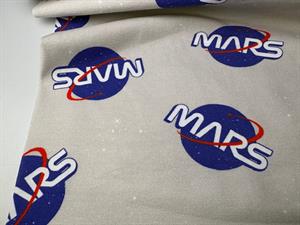 Bomuldsjersey - lys bund med Mars print