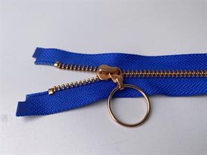 Lynlås - 2-vejs, klar blå med rose gold metaltænder, 50 cm