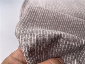 Vævet hør/bomuld - chambré melange stripes brown