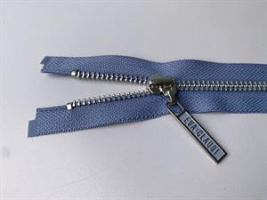 Lynlås - 2-vejs, lys lavendelblå med sølv metaltænder, 40 cm