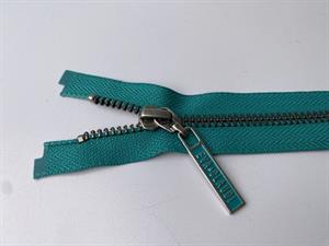 Lynlås - 2-vejs, mørk agatgrøn med metaltænder, 34 cm