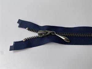 Lynlås - 2-vejs, marineblå med metaltænder, 34 cm