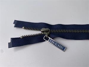 Lynlås - 2-vejs, marineblå med metaltænder, 60 cm
