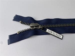 Lynlås - 2-vejs, marineblå med metaltænder, 35 cm