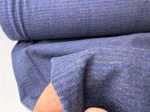 Bomuldsjersey - smalle striber i grå og blå