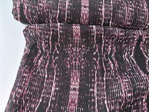 Fastvævet chiffon - abstrakt mønster i plum