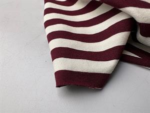 Viscosejersey - klassiske striber i offwhite og bordeaux