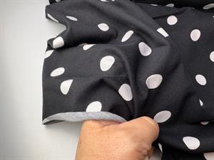 Bomuldsjersey - lidt stum, sort med hvide bomber