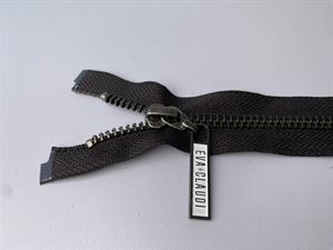 Lynlås - 2-vejs, sortbrun med metaltænder, 33,5 cm