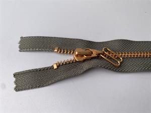 Lynlås - 2-vejs, mørkegrå med rose gold metaltænder, 20 cm