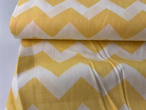 Poplin - zig zag i gul og offwhite