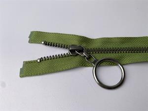 Lynlås - 2-vejs, æblegrøn med metaltænder, 34 cm