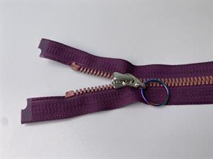 Lynlås - 2-vejs, dyb lilla med plasttænder, 42 cm