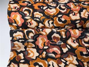 Crepet polyesterjersey - lidt tykkelse i grå og rosa toner