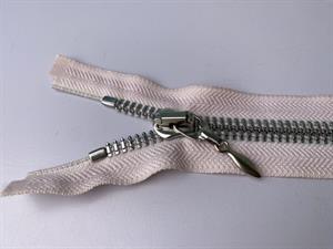 Lynlås - 2-vejs, lys rosa med grove metaltænder, 42 cm