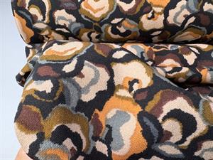 Crepet polyesterjersey - lidt tykkelse i grå og brune toner