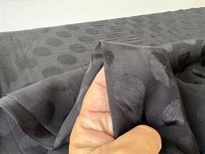Jacquardvævet viscose - sorte polkaprikker