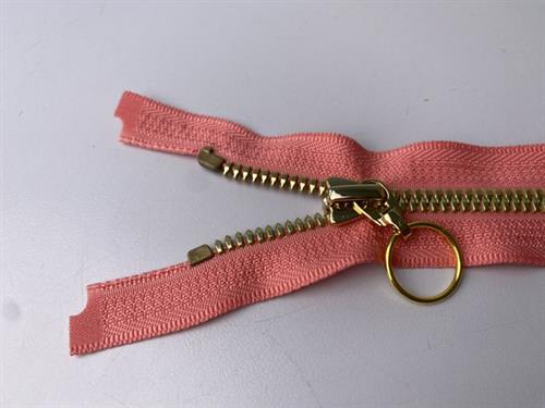 Lynlås - 2-vejs, lyserød med plasttænder, 68 cm