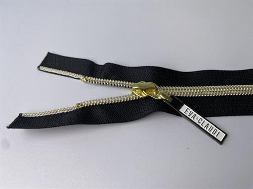 Lynlås - 2-vejs, sort med plasttænder, 42 cm