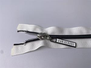 Lynlås - 2-vejs, hvid med sorte plasttænder, 32 cm