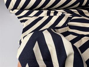 Viscosejersey - grafiske striber i offwhite og marine