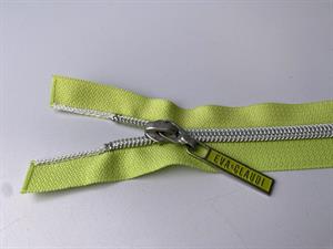 Lynlås - 2-vejs, limegrøn med sølv plasttænder, 42 cm