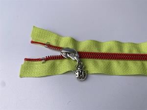 Lynlås - 2-vejs, limegrøn med røde plasttænder, 30 cm