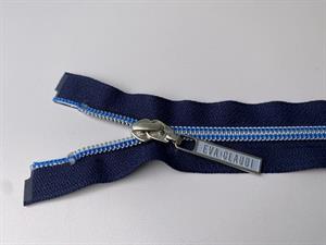 Lynlås - 2-vejs, marineblå med blå plasttænder, 35 cm