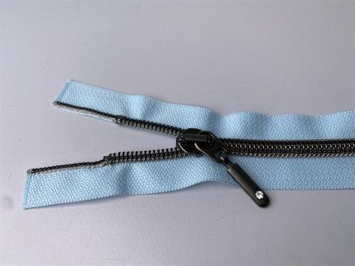 Lynlås - 2-vejs, lyseblå med plasttænder, 42 cm