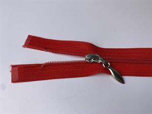 Lynlås - 2-vejs, rød med røde plasttænder, 36 cm