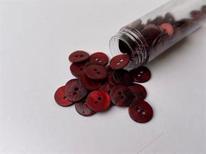 Perlemorsknap - mørk rød, 12 mm