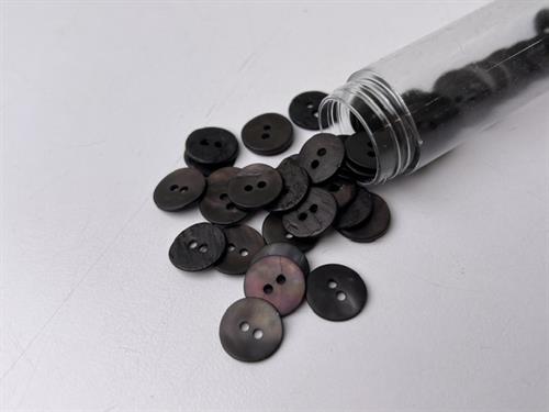 Perlemorsknap - mørk grå, 12 mm