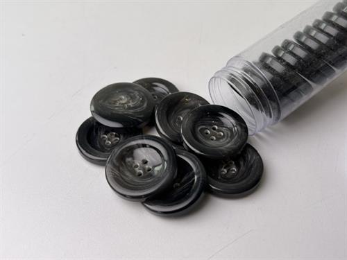 Knap - gråsort med fine detaljer, 29 mm
