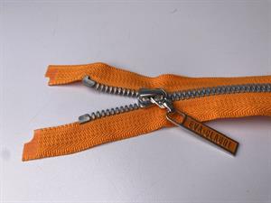 Lynlås - 2-vejs, orange med plasttænder, 75 cm