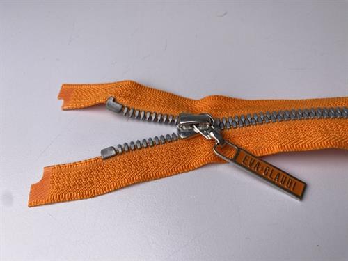 Lynlås - 2-vejs, orange med plasttænder, 75 cm