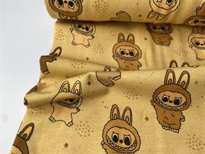 Bomuldsjersey - Labubu bamser i brune toner