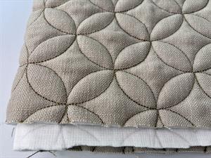Quiltet møbelstof - beige i hør look