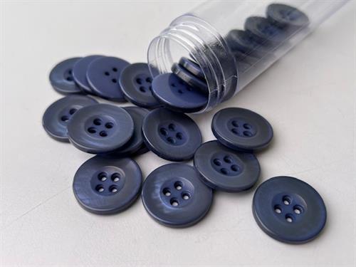 Knap - blank og jeansblå, 22 mm