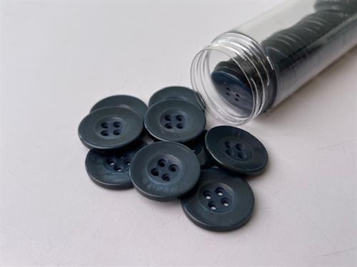 Knap - blank og tordenblå, 22 mm