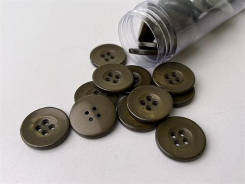 Knap - blank og mørk armygrøn, 22 mm