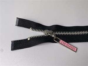 Lynlås - delbar, sort med sølv metaltænder, 13 cm