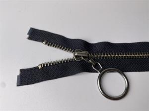 Lynlås - delbar, mørk navy med metaltænder, 24 cm