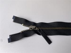 Lynlås - delbar, mørk blåsort med metaltænder, 43 cm