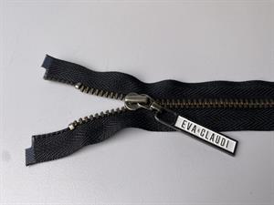 Lynlås - delbar, sort med metaltænder, 46 cm