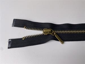 Lynlås - delbar, mørk blåsort med metaltænder, 47 cm